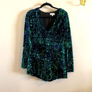 About Us long sleeve sequin romper NWT